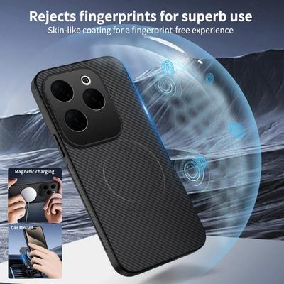 Carbon Fiber Texture Phone Case For Infinix HOT 40 Pro 40i Magnetic Wireless Charging Shockproof Matte Silicone Soft Cover Cases