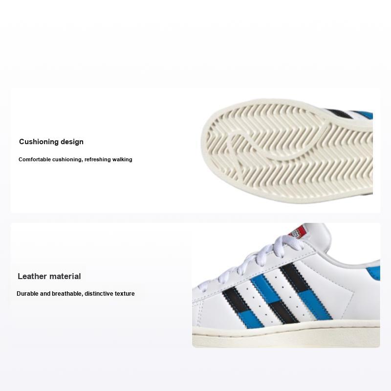 Adidas Boys Black/White/Blue Lego X Originals Superstar Comfortable Versatile Shock Absorbing Durable Low Top Kids Sneakers Kids Sneakers If2909 Cm