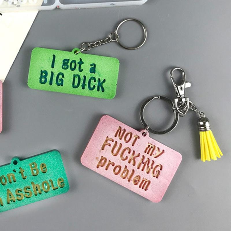 2PCS Word Resin Molds Silicone Keychain Epoxy Casting Mold for Key Fob Luggage Tag for DIY 2Pieces Crafts Pendant Making