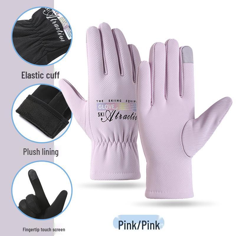 

Women s Winter Cycling Gloves - Warm, Thick, Windproof, Waterproof, Touchscreen-Compatible One Size