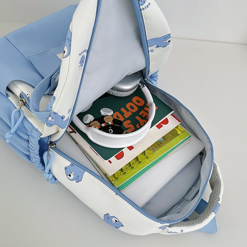 Schoolbag cute cartoon bear milk whirring primary school backpack first and second grade cartoon children's fun contrasting color splicing backpack