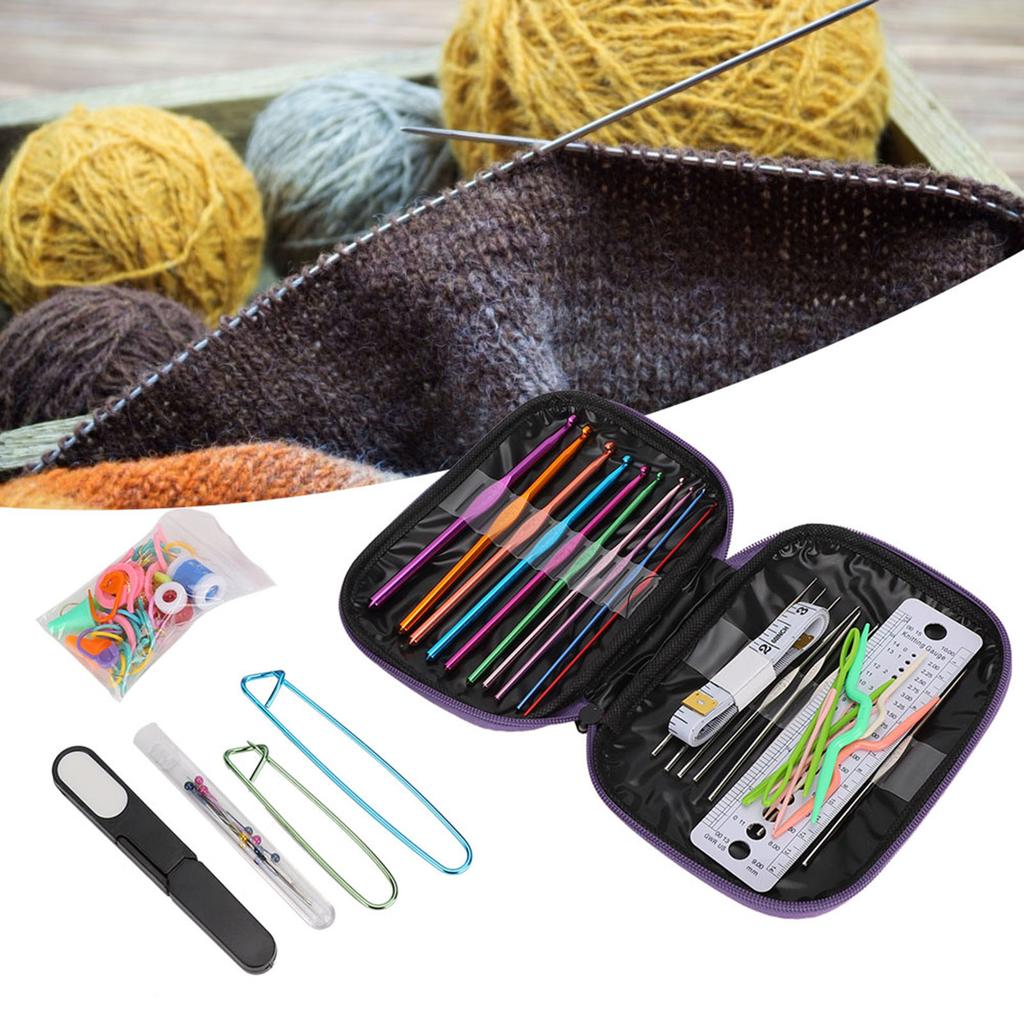 100PcsSet Sweater Knitting Tool 22 Metal Crochet Set Needles Sewing Tools Kit with DIY