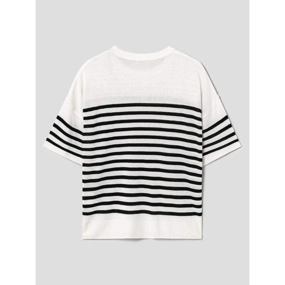 8SECONDS Striped Basic Short Sleeve Pullover Ivory