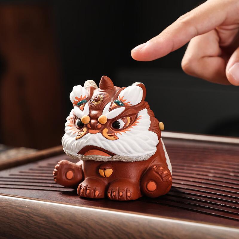 Handmade Zisha Lucky Lion Tea Pet Ornament
