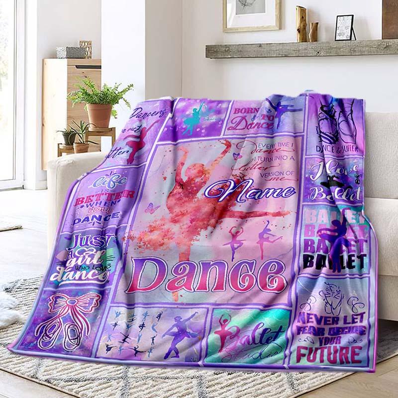 Beautiful Dance Posture Customize Your Name Blanket Warm Comfortable Soft Blanket For Chair Office Sofa Bed Sofa Office Camping Suitable For Gifting