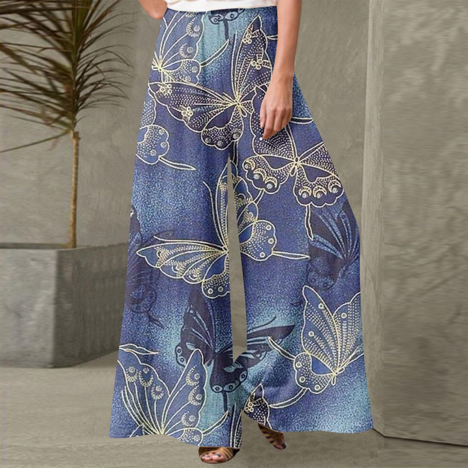 

Женские модные повседневные свободные уличные прямые брюки с принтом бабочки XXXL