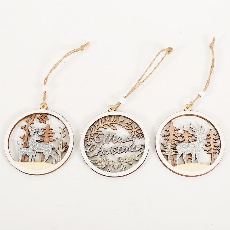 Christmas Day Decorative Pendant Wooden Crafts Window Hanging Home Party Christmas Gifts