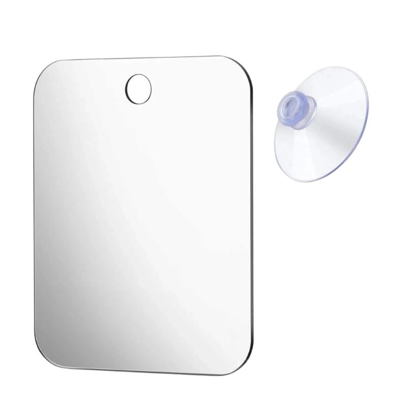 Acrylic Shaving Mirror with Suction Cup Light Weight Compacts Fogless Bathroom Shower Mirror For Grooming Makeup 13x17cm