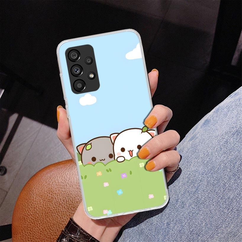 Cute Peach Goma Cat Phnoe Case for Samsung Galaxy A17 A37 A57 A16 A26 A36 A56 A15 A14 A13 A55 A54 A53 A35 A34 A33 A25 A24 A23 A5