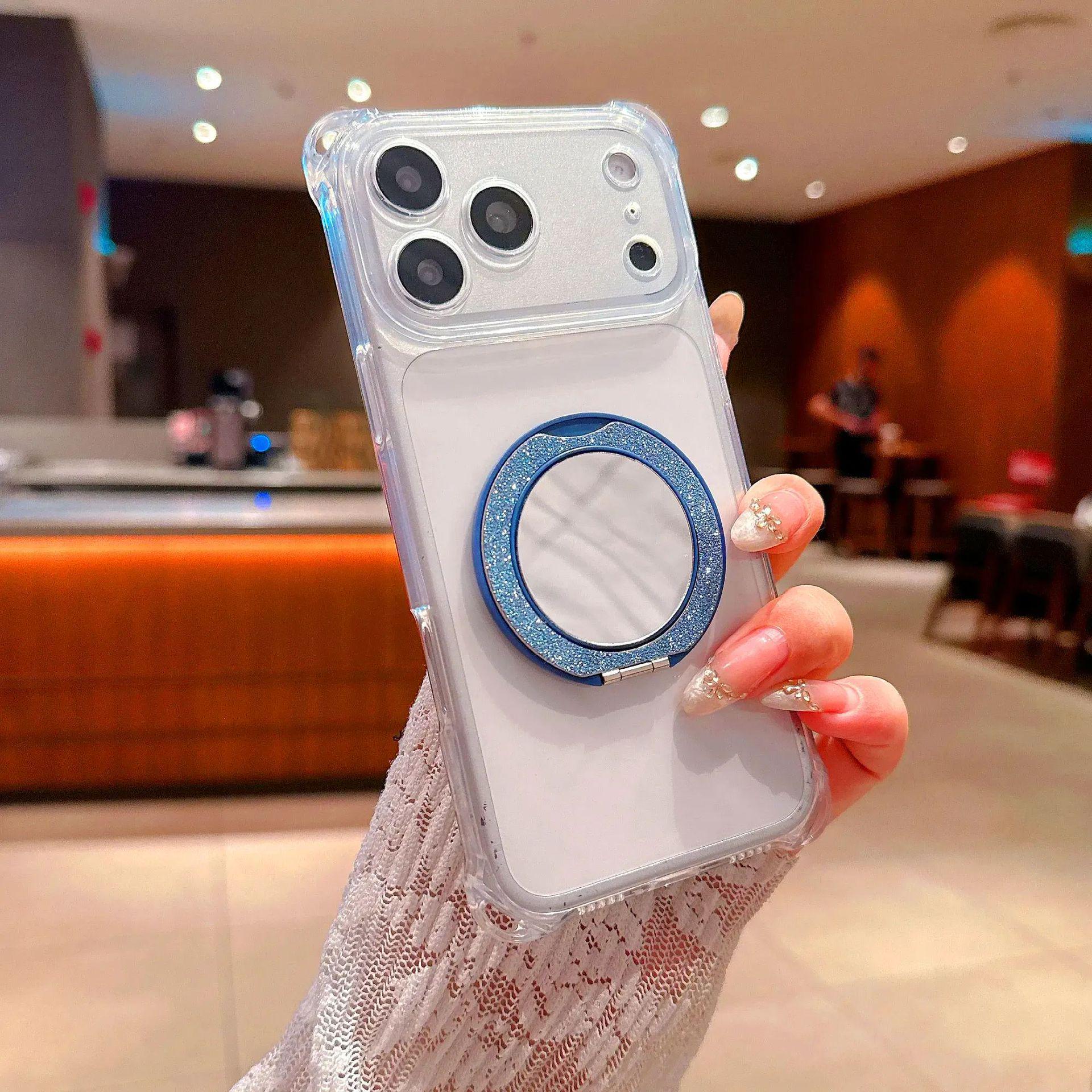 

Glitter Ice Mist 360° Rotating Mirror Stand Case for iPhone 17 Air/16 ProMax 12 Pro
