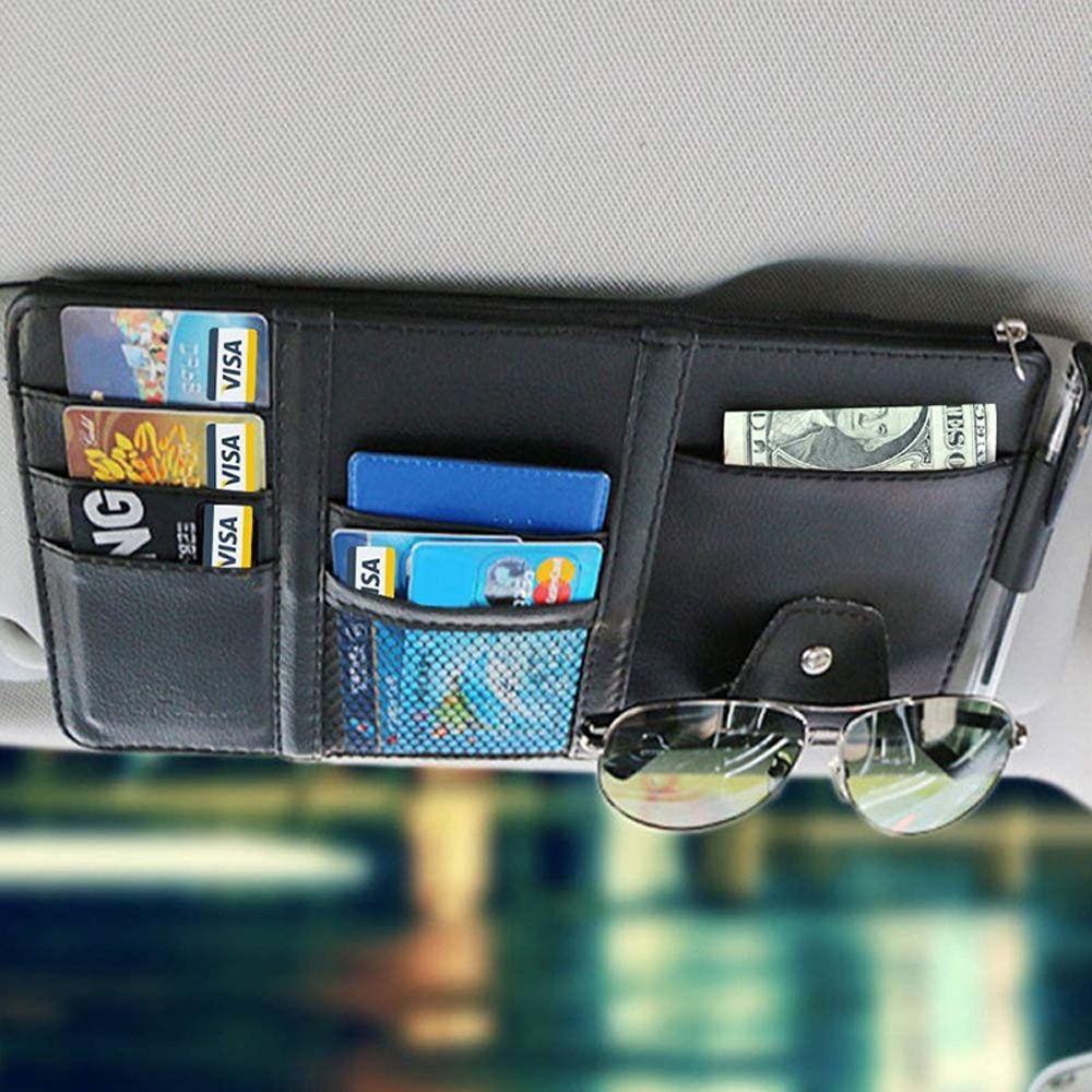 Auto Interior Accessories Car Sun Visor Organizer Sunglasses Clip Pocket Organizer Storage Pouch