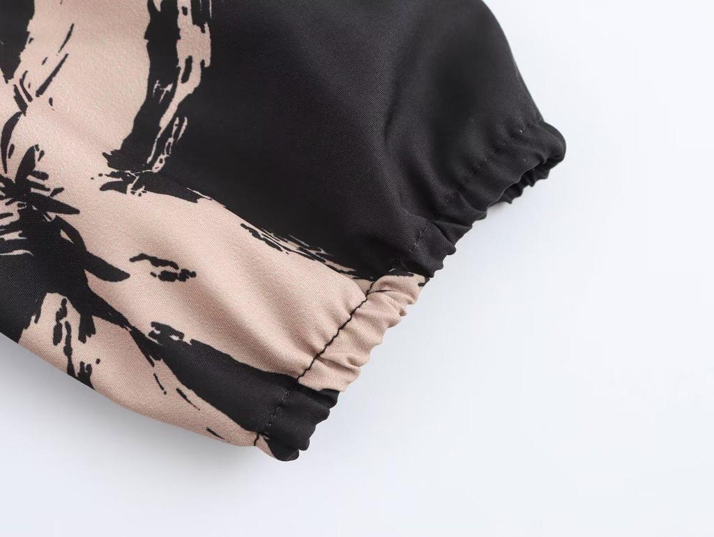 2025 Spring Women's European & American Style Print Waist Dress