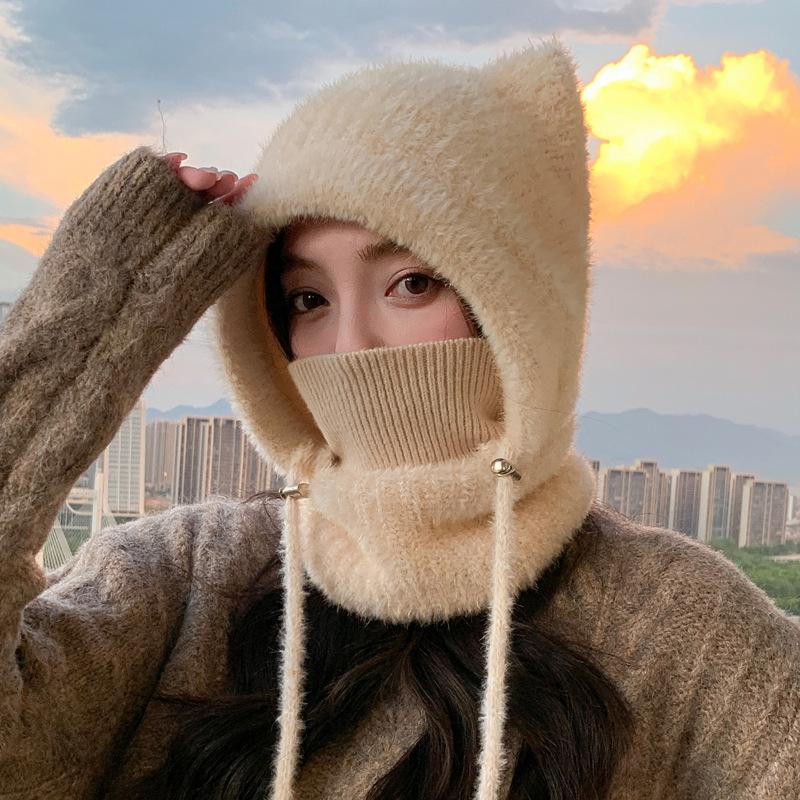 Korean Cute Ear Design Winter Warm Neck Scarf For Women