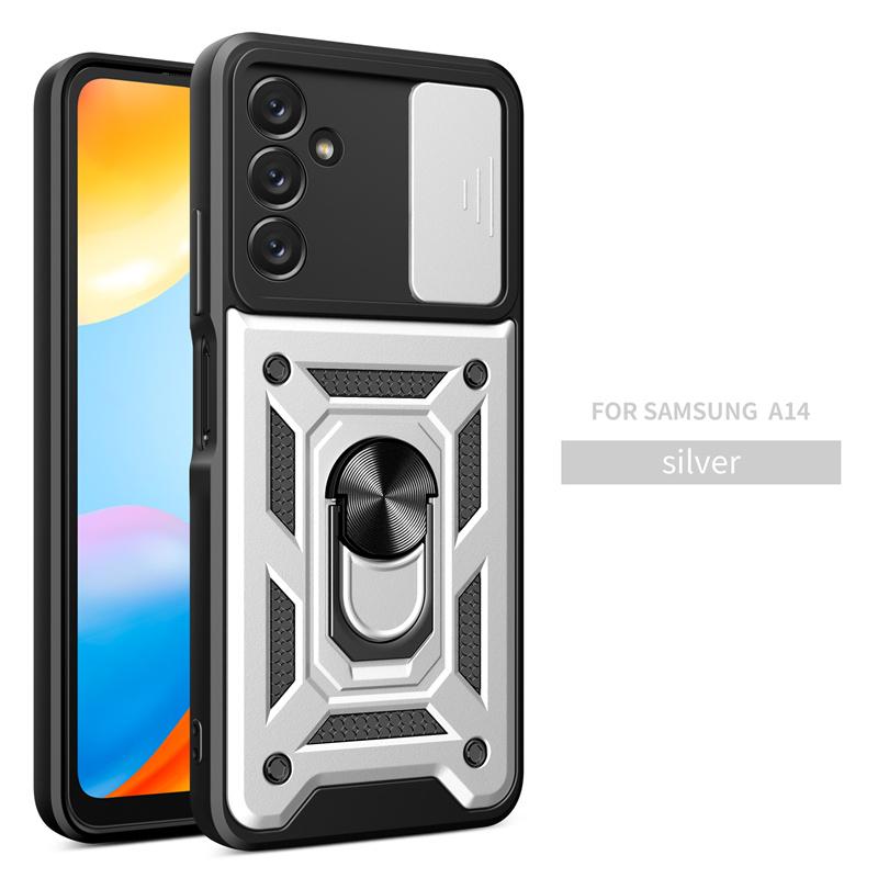 Slide Lens Camera Protect Shockproof Armor Phone Case For Samsung Galaxy A14 A24 A34 A54 5G 4G Cases Magnetic Ring Holder Cover
