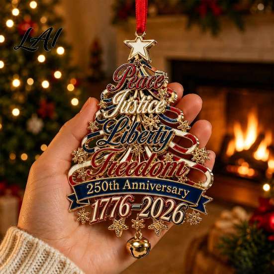 Festival Atmosphere Decor 250th Anniversary Christmas Tree Ornament USA Xmas Hanging for Indoor Outdoor Home Window Patriotic Acrylic Sign Veterans