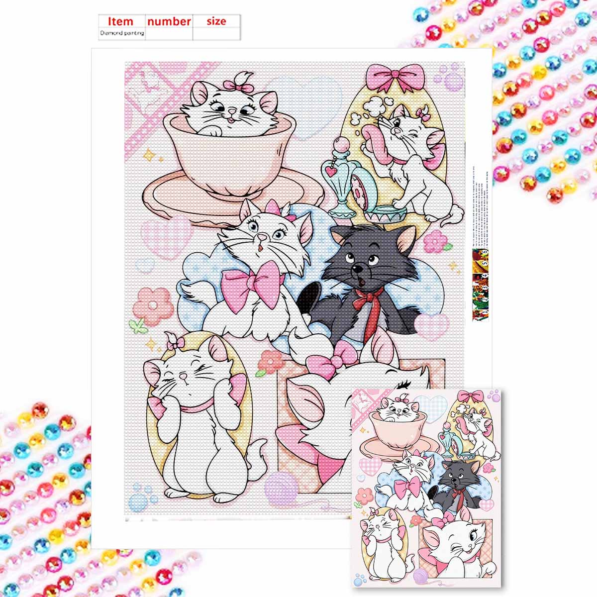 

Алмазная живопись своими руками Милый котенок Набор для вышивания крестом Мозаичное искусство Алмазная живопись Полный круглый алмаз Украшение для дома Round 20x30cm