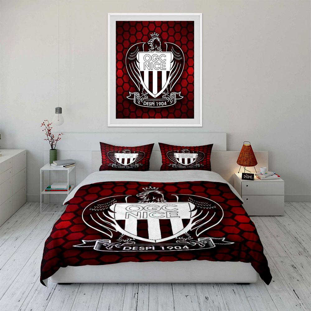 OGC Nice Logo Bedding Set Bedding Duvet Cover Set Duvet Cover Pillowcases (1 * Duvet Cover 2 * Pillowcases, without duvet insert)