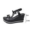 Women's Rhinestone Sandals 2025 Summer New Arrival Outdoor Platform Thick Sole Versatile Wedge Beach Sandals
