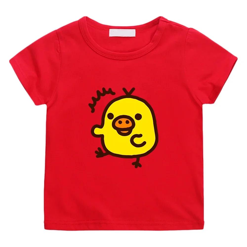 

Kiiroitori Yellow Chick Kawaii Print T-shirt for Girls Tee-shirt Casual Short Sleeve Summer Tshirt 4XL