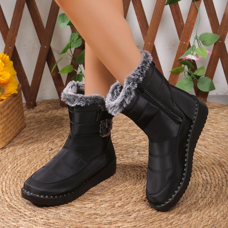 Winter Fleece-Lined Snow Boots Thick Insulated Outdoor Warm Plush Cotton Shoes Cold-Resistant Comfort Boots