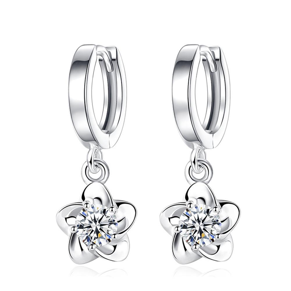 925 Sterling Silver Three-Dimensional Plum Blossom Earrings With AAA Zirconia