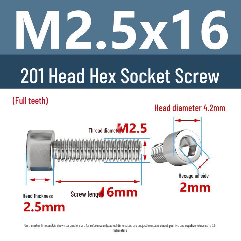 Yigu 201 Stainless Steel Cup Head Hexagon Screws and Bolts - M3, M4, M5, M6