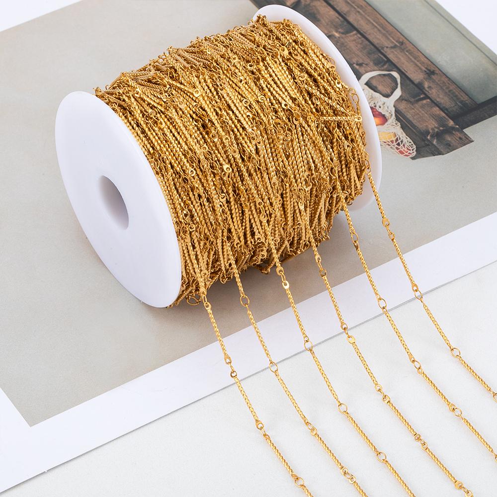 No Fade 1Meter Stainless Steel Gold & Silver Color Twist Stick Link Chain Bulk Chains for DIY Necklace Bracelet Jewelry Making