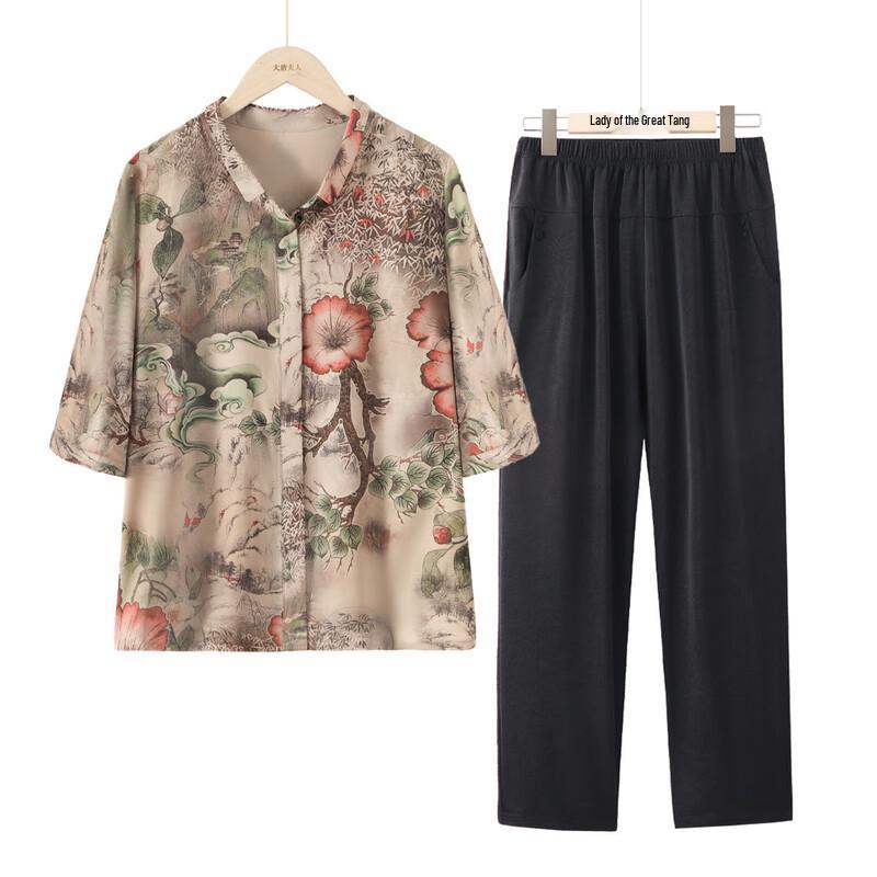 

Datang Furen Elderly Women s Summer Blouse Set 4XL