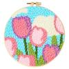 CHENISTORY DIY Punch Needle Embroidery Kit Tulip Flower Pattern with Embroidery Hoop for Beginners Adults Home Wall Decor Gift