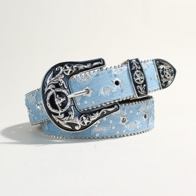 Cintura da Donna Punk Rock Edgy per Jeans Fibbie Charms Pelle PU Cinturino Regolabile