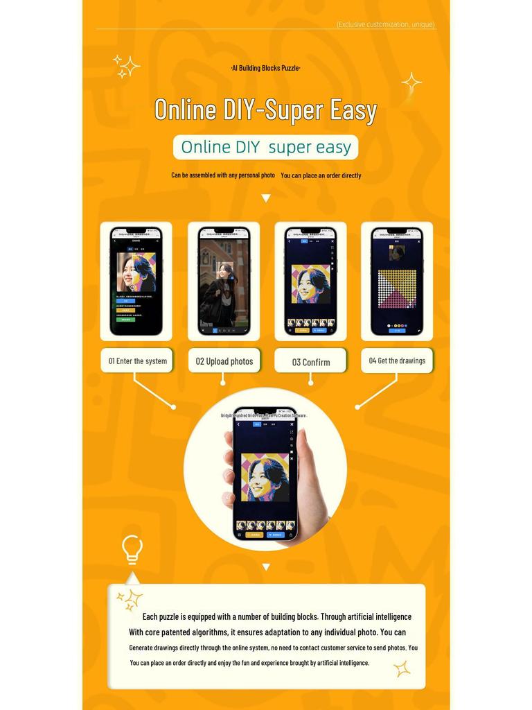 Creative Pixel Art DIY LEGO-Compatible Mosaic Photo Frame Gift for Friends - MOC Portrait Building Blocks