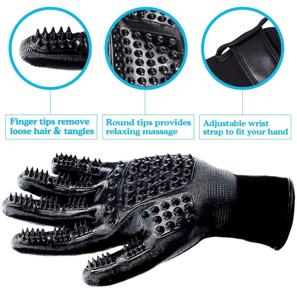 Black Silicone Pet Clean Hair Remover Glove Pet Cat Bath Grooming Tools Pet Cleaning Glove Brush