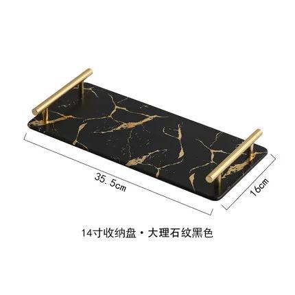 Imitation marble textured ceramic tray Skincare products, jewelry storage tray Dressing table storage ornaments Bathroom tray