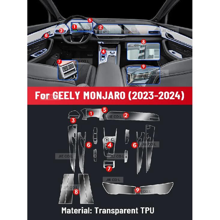 Auto Central Control Screen TPU Navigation Anti Scratch interior Protection Film GPS Navigation For GEELY MONJARO  2024