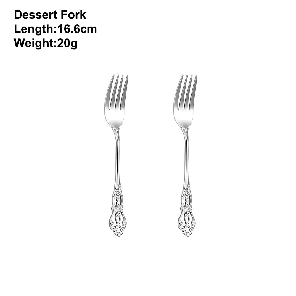 

2/4/6/12 шт. десертных вилок, золотая фруктовая вилка из нержавеющей стали, серебряная столовая посуда, вилка для торта, закуски, салата, зеркальная вилка в стиле вестерн, черные столовые приборы