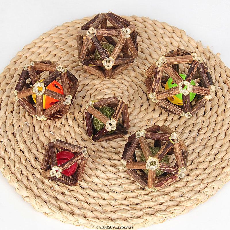 

Cat Mint Ball Interactive Toy for Kitten Healthy Catnip Wooden Balls Health Mix Multi Color Tooth Grinding Stick Funny Chew Toy S