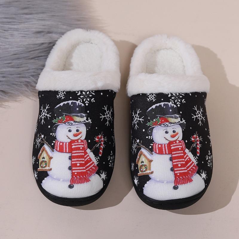 Cross-border Spot New Cotton Slippers Women's Spring Japanese Fashion Home Wear-resistant Slippers Cotton Shoes Cute Christmas Series