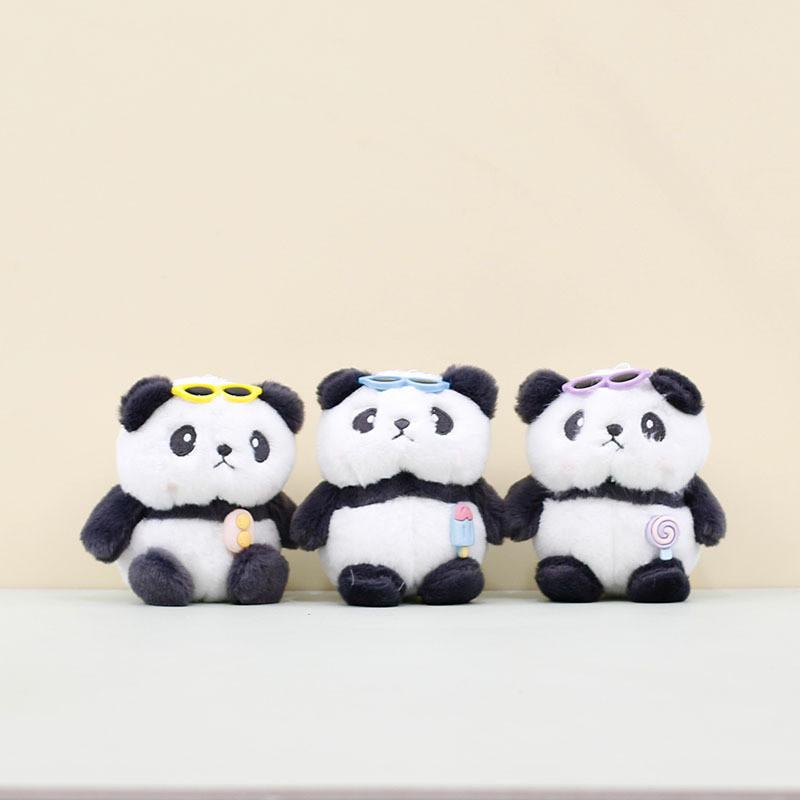 Adorable Plush Panda Keychain Cute Soft Toy With Sunglasses Fun Bag Accessory