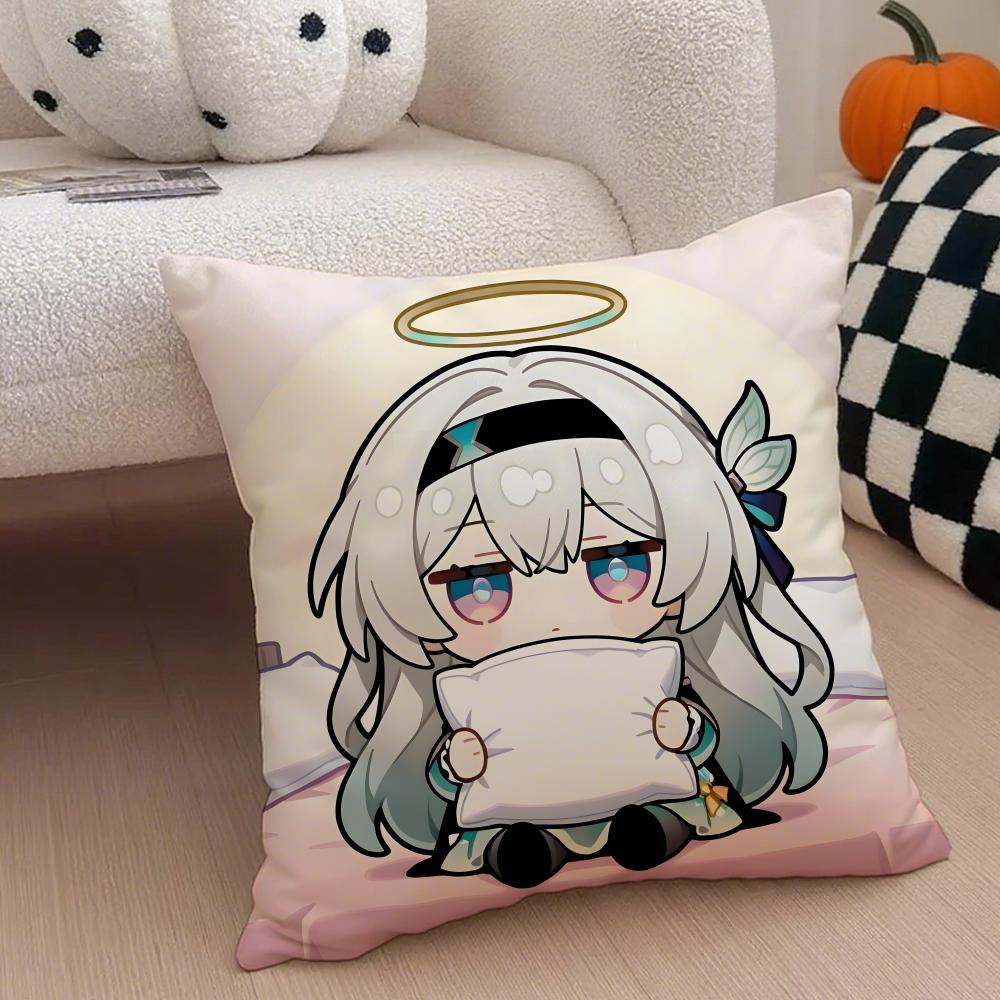 F-Firefly H-Honkai Star Rail Pillow Case Anti-dustmite Pillowcase Invisible zipper silky short plush Sofa cushion cover