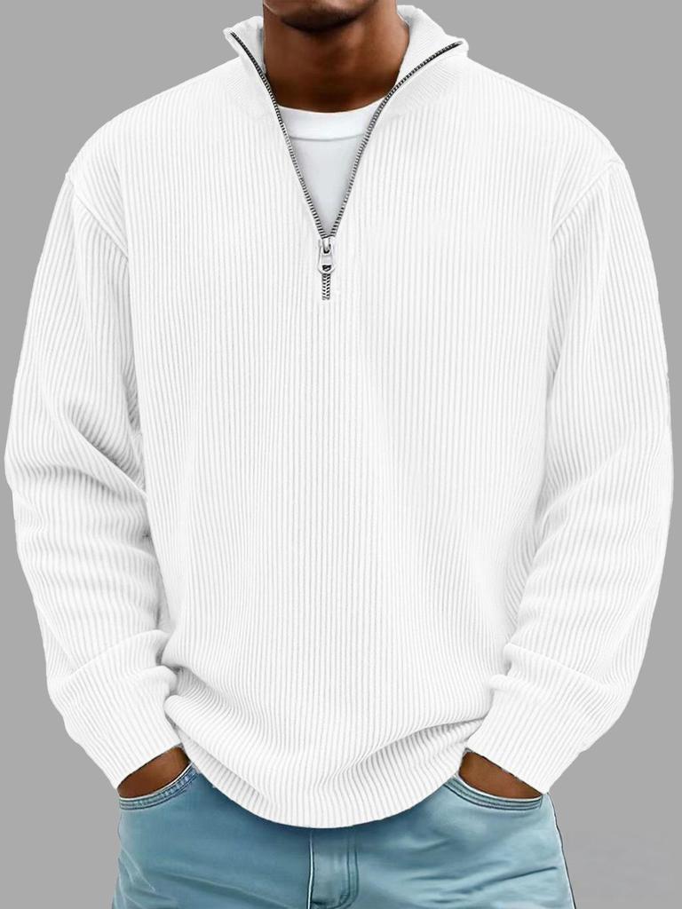 Men's Stand-Up Collar Corduroy Polo Shirt - Autumn/Winter 2025 Collection