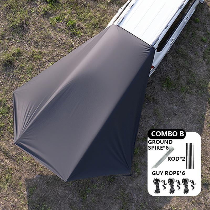 General Bat Wing SUV Side Awning 2.8x3.8m Triple Black-Coated 99% Waterproof Car Shelter for Camping with Mounting Kit