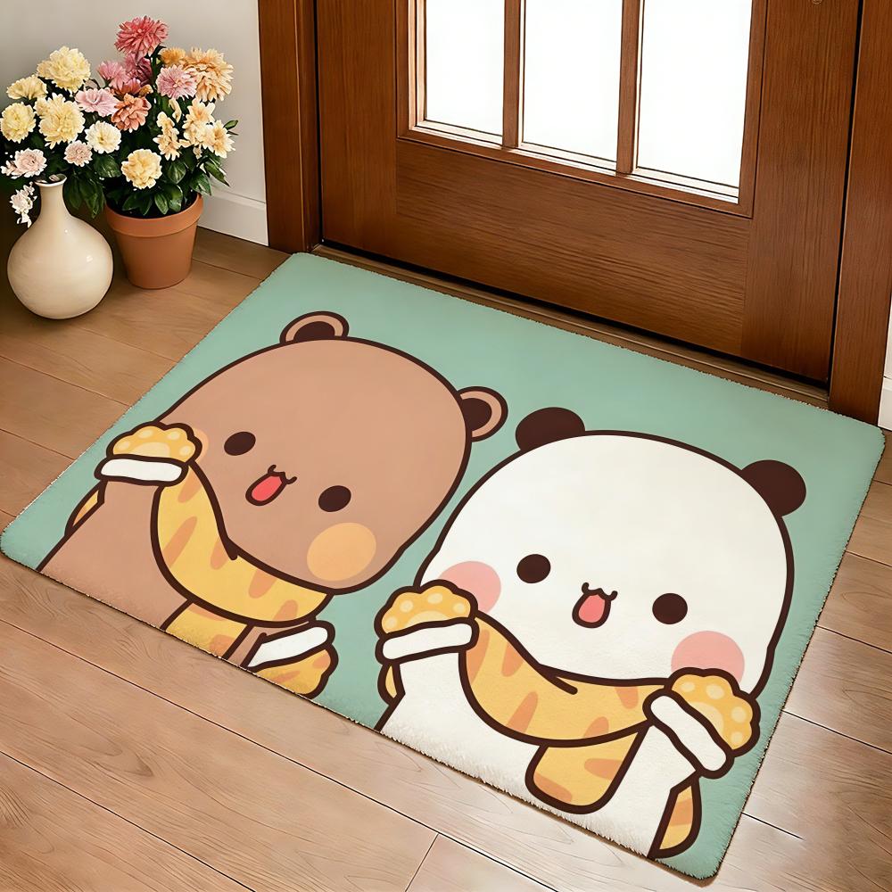 Bubu and Dudu Cute Floor Mat Cozy Flannel Soft Thick Non-Slip Mat for Living Room Bedroom Kitchen Decor Rugs