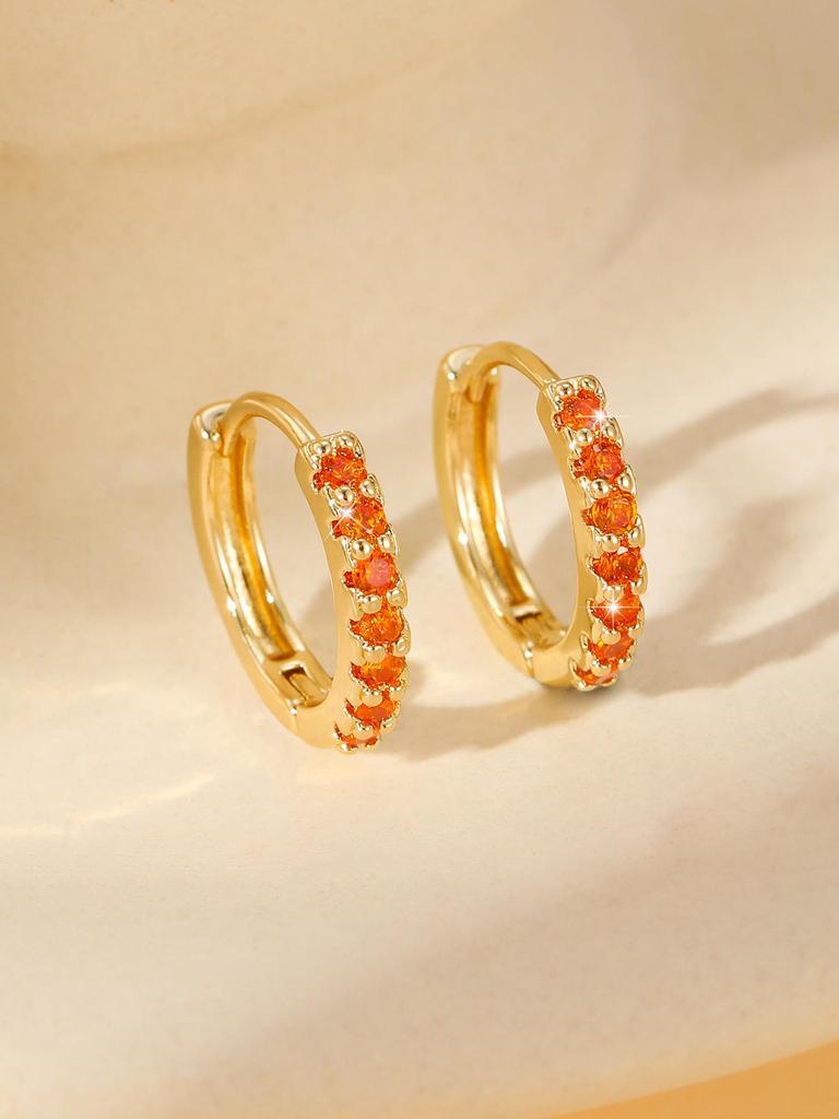 Miedziane Kolczyki Koła z Cyrkoniami - Damskie Klasyczne, Wszechstronne, Stylowe Nausznice