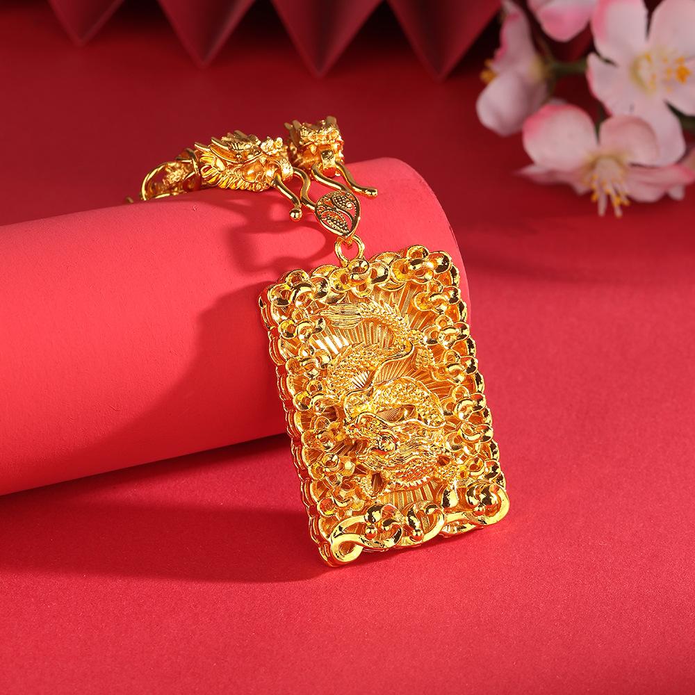 Hollow Dragon Brand Pendant Men's Domineering Necklace Square Brand Can Be High-end Men's Style