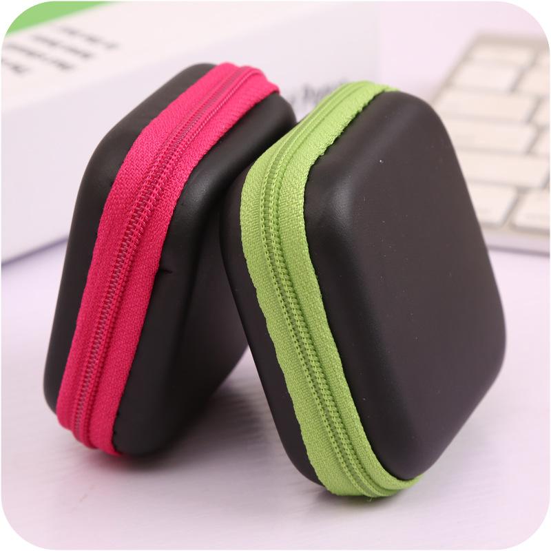 Square Earphone Bag, Data Cable Storage Bag with Zipper, Mobile Phone Cable Storage Box, Change Key Bag, Coin Bag.