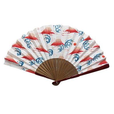 Onishi Ken Ripple Folding Fuji Wave Seihan's Men's Fan, 23cm, 20-ken, 66-213, Pattern/Red