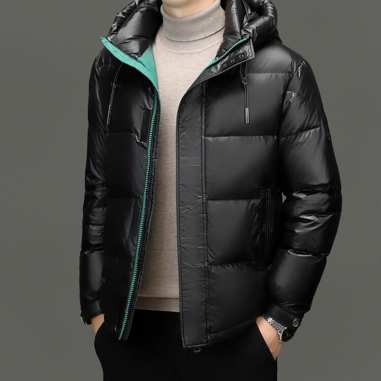 

Men s 2025 Winter Hooded Down Jacket - Trendy & Warm, 90% White Duck Down XL чорний