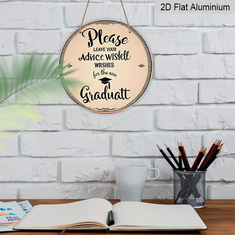 2D Flat 1pc, 8x8 in, Vintage Graduation Aluminum Metal Sign - Rustic Wall Art with Inspirational Message & Graduation Cap Illustration - Home, Bar
