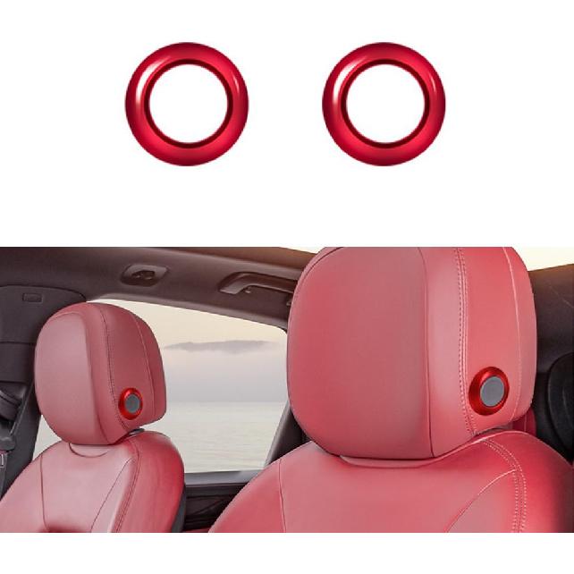 2 Pcs Aluminum Front Seat Headrest Button Covers Compatible with Porsche Cayenne 2007-2025. for Macan 2014-2024 Headrest Adjust Button Trim Ring