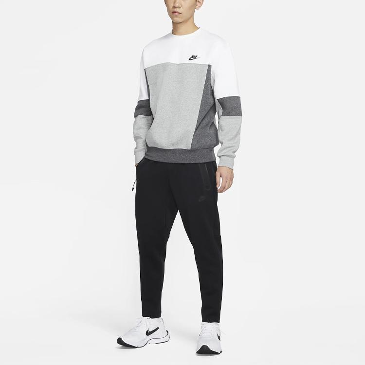 Nike Felpa Sportiva con Pannelli Girocollo in Pile Uomo Top Bianco CZ9967-100